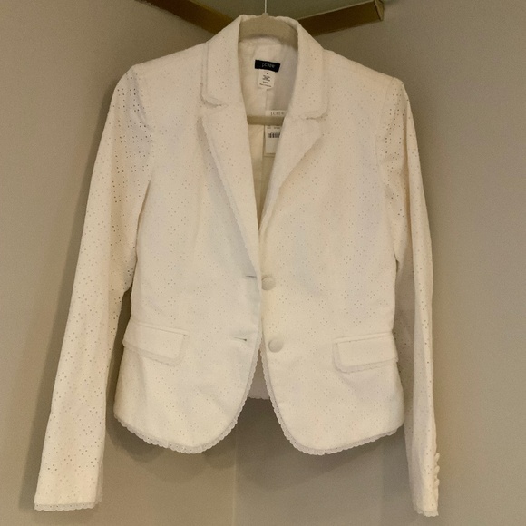 J. Crew Jackets & Blazers - JCrew White 6 Eyelet Blazer Classic Coastal Cottagecore Timeless Minimalist